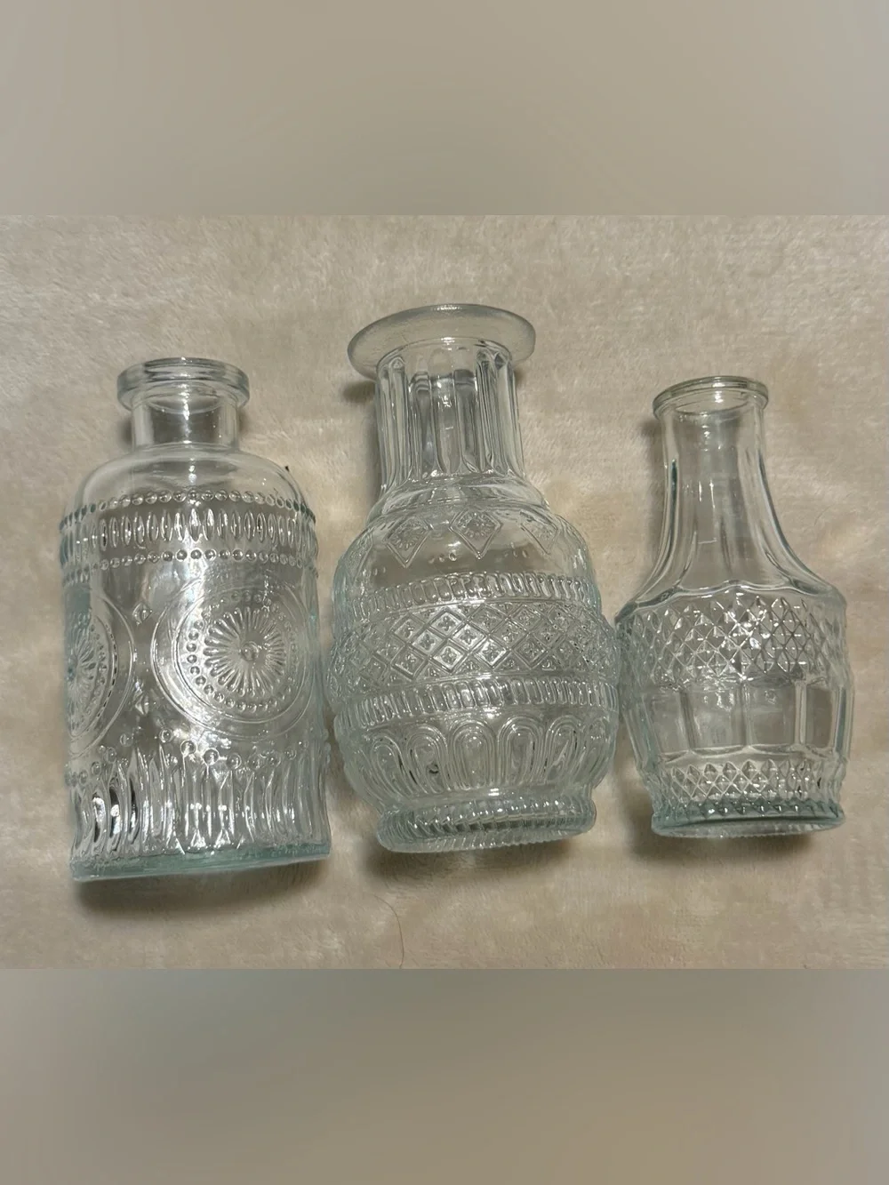 Clear Decorative Glass Bud Vases Set of 3